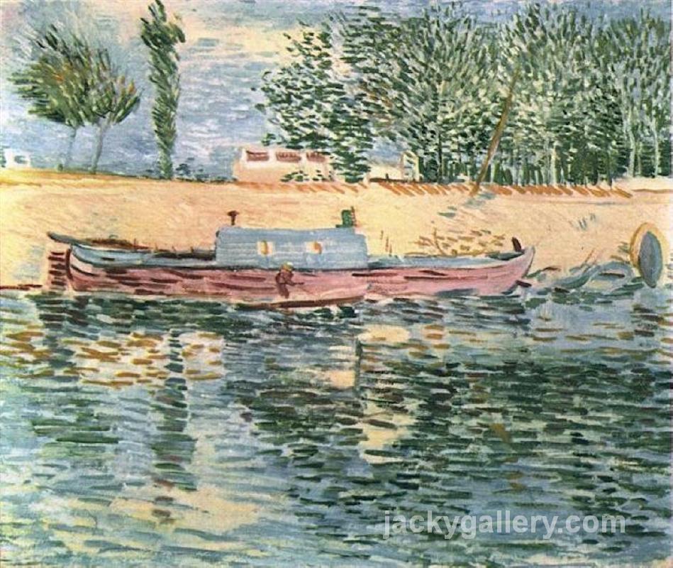 The Banks of the Seine with Boats, Van Gogh painting